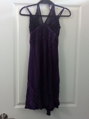 My Choice Fairy Whimsigoth Deep Purple Flowy V-Neck Whimsical Dress Size Medium